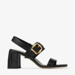 Jimmy Choo Hawke 70 Block Heel Leather Sandals Women 35.5 Black Buckled Closure