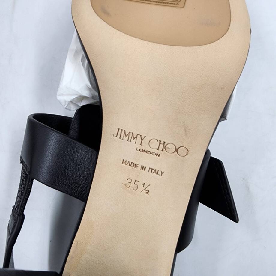 Jimmy Choo Hawke 70 Block Heel Leather Sandals Women 35.5 Black Buckled Closure
