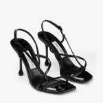 Jimmy Choo Etana 80 Leather High Heel Sandals Women's 36.5 Black Square Toe