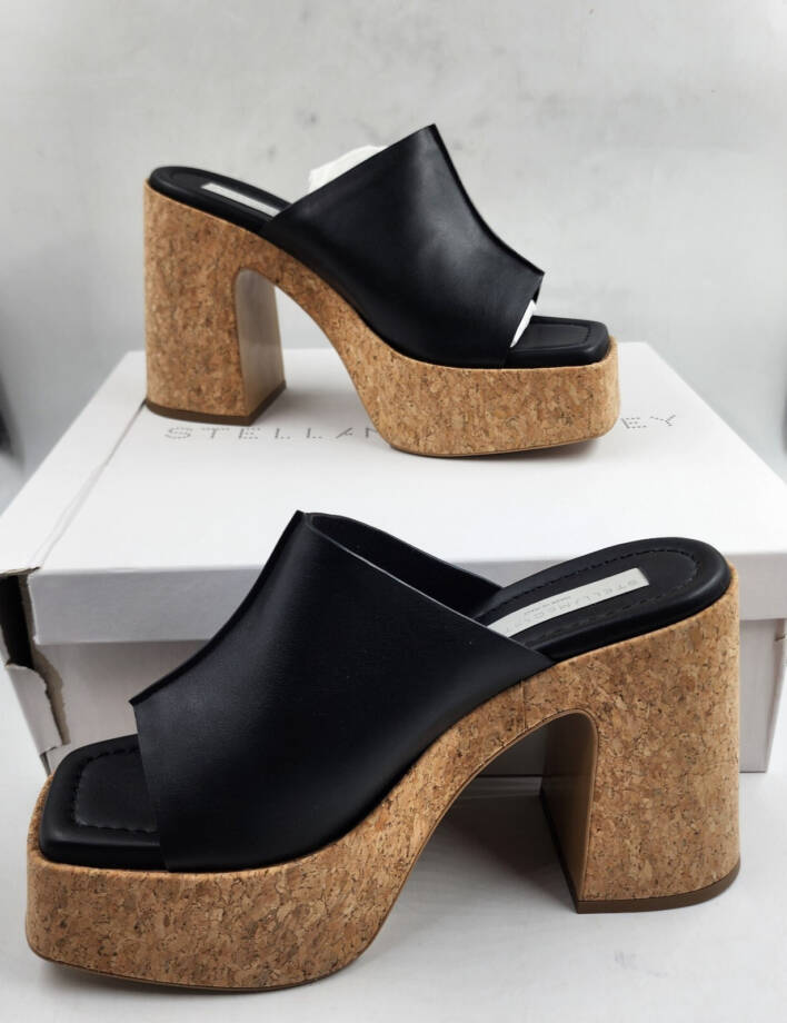Stella McCartney Skyla Alter Eco Platform Slide Sandals Women 39.5 Black Slip On