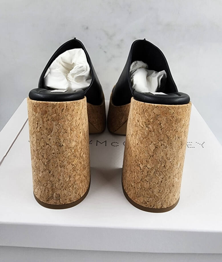Stella McCartney Skyla Alter Eco Platform Slide Sandals Women 39.5 Black Slip On