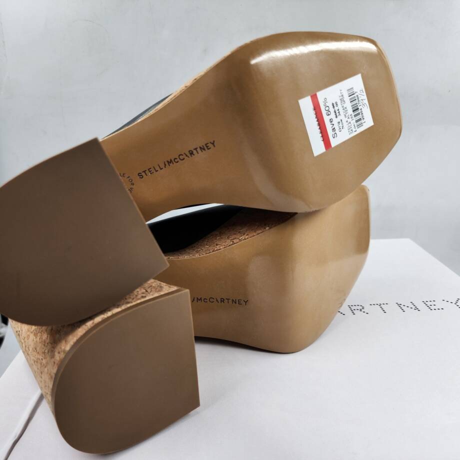Stella McCartney Skyla Alter Eco Platform Slide Sandals Women 39.5 Black Slip On