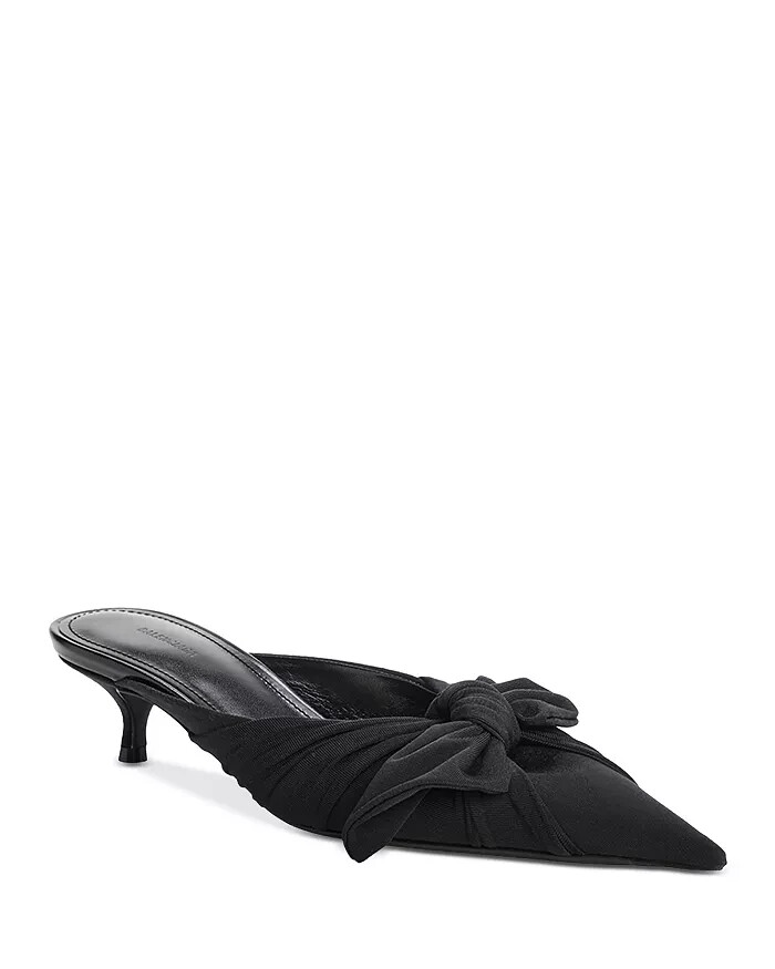Balenciaga Knife Knot Heeled Mules Women's 35 Black Slip On Pointed Toe