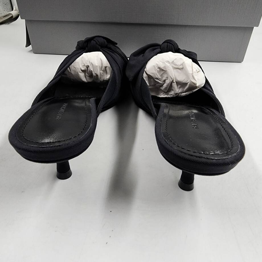 Balenciaga Knife Knot Heeled Mules Women's 35 Black Slip On Pointed Toe