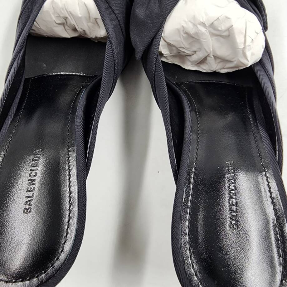Balenciaga Knife Knot Heeled Mules Women's 35 Black Slip On Pointed Toe