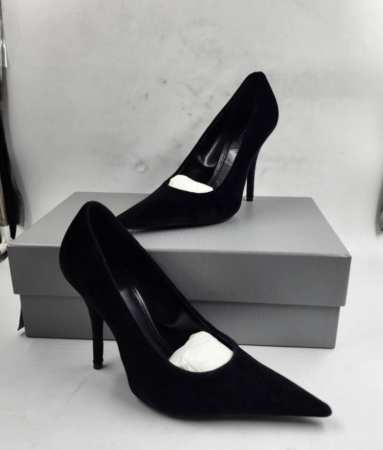 Balenciaga Stiletto Heel Knife Pointed Toe Pumps Women's 37 Black Slip On