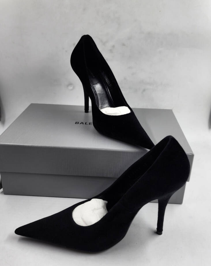 Balenciaga Stiletto Heel Knife Pointed Toe Pumps Women's 37 Black Slip On