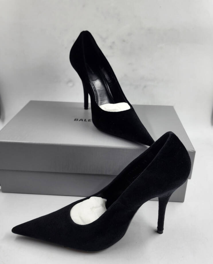 Balenciaga Stiletto Heel Knife Pointed Toe Pumps Women's 37 Black Slip On