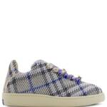 Burberry Checked Knitted Sneakers Men's 46 Lichen Ip Check Lace Up Closure