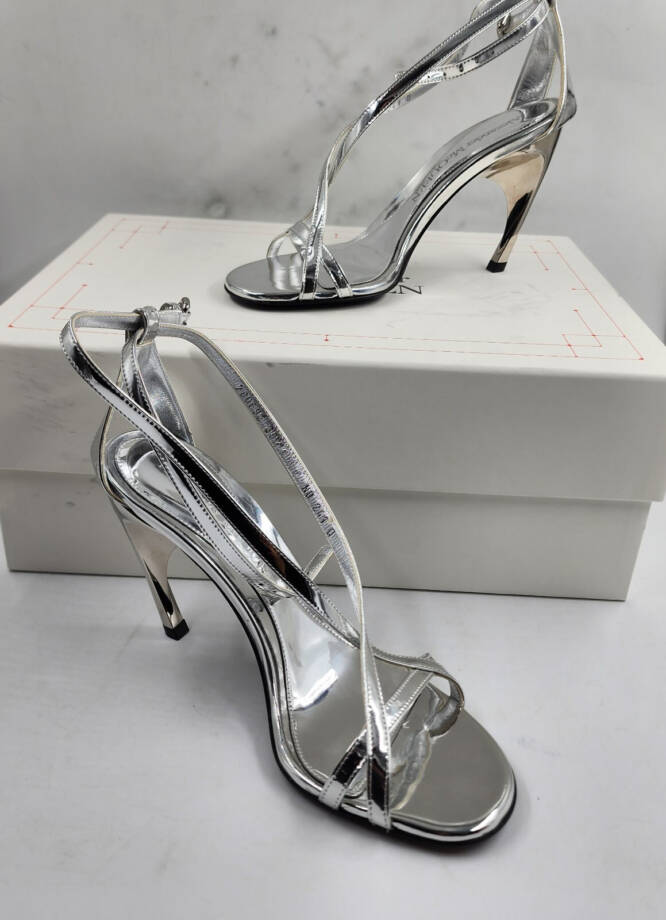Alexander McQueen Strappy High Heel Sandals Women's 36.5 Silver