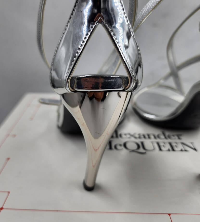 Alexander McQueen Strappy High Heel Sandals Women's 36.5 Silver