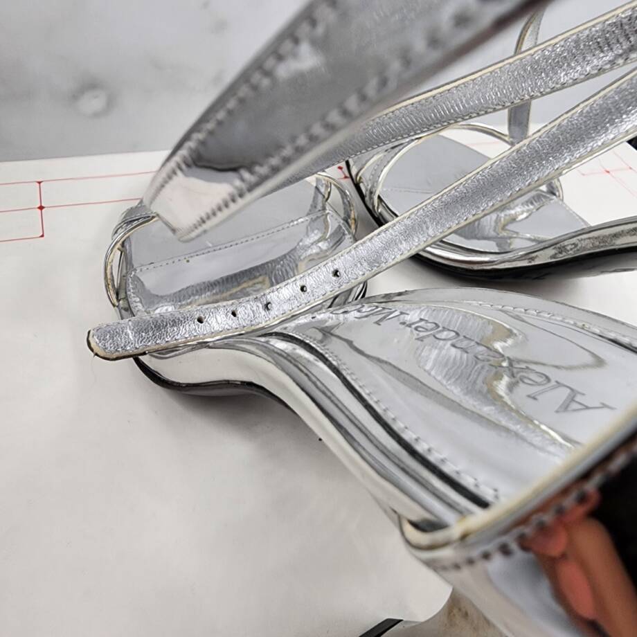 Alexander McQueen Strappy High Heel Sandals Women's 36.5 Silver