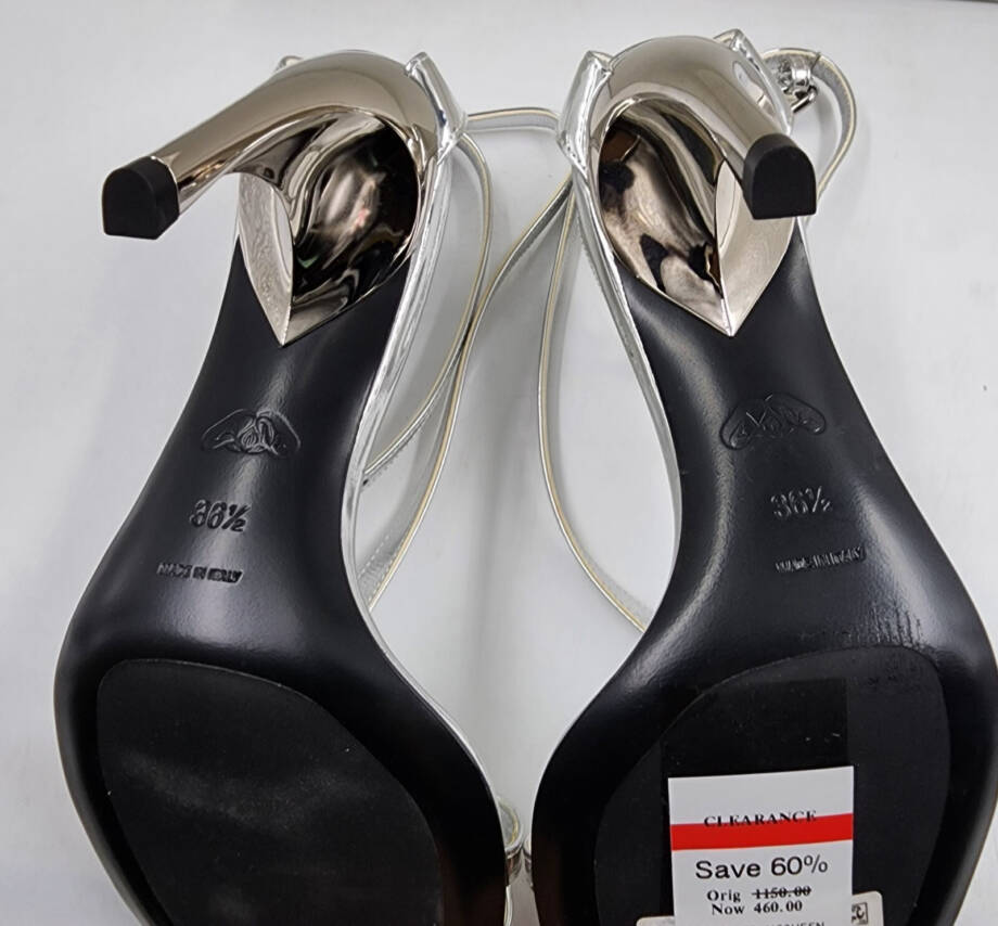 Alexander McQueen Strappy High Heel Sandals Women's 36.5 Silver