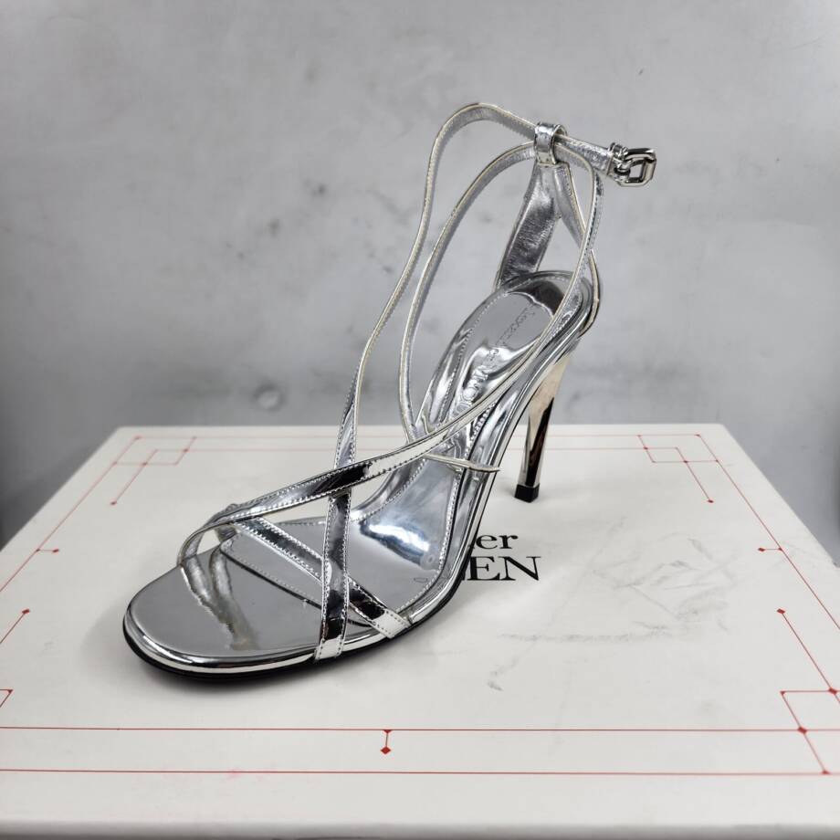 Alexander McQueen Strappy High Heel Sandals Women's 36.5 Silver