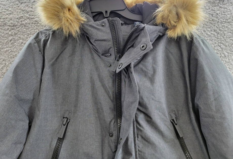 Club Room Parka Faux Fur-Hood Jacket Men's M Charcoal Heather Zip Snap Closure