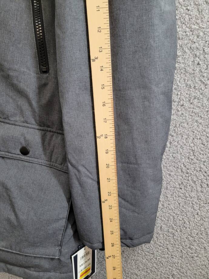 Club Room Parka Faux Fur-Hood Jacket Men's M Charcoal Heather Zip Snap Closure