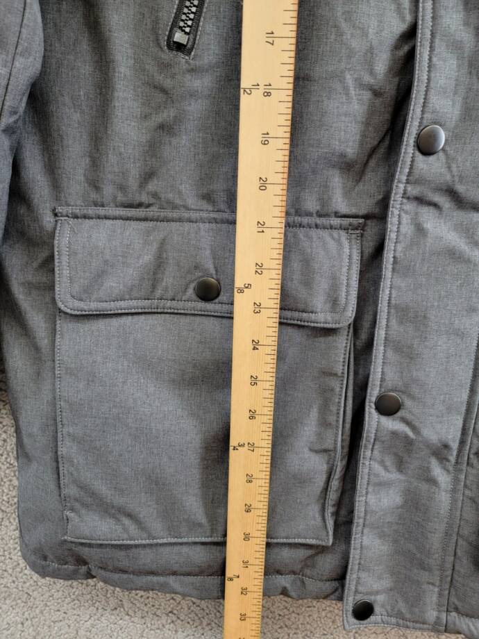 Club Room Parka Faux Fur-Hood Jacket Men's M Charcoal Heather Zip Snap Closure