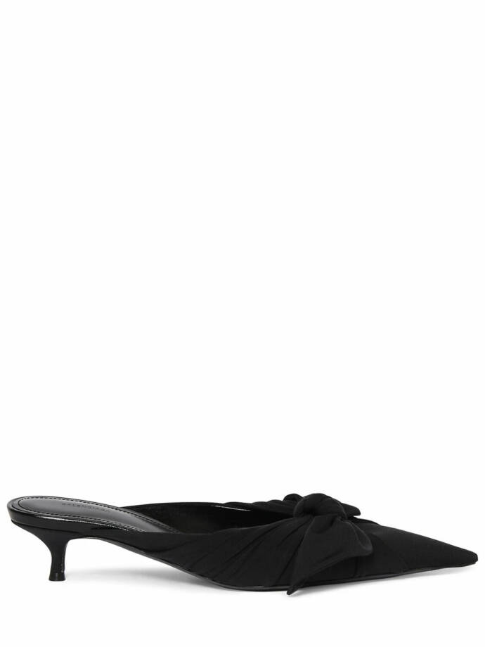Balenciaga 40mm Knife Nylon Knot Heeled Mules Women's 37 Black Slip-On