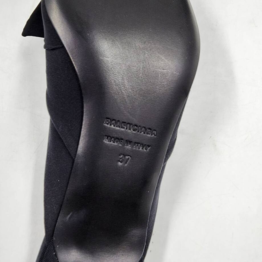 Balenciaga 40mm Knife Nylon Knot Heeled Mules Women's 37 Black Slip-On