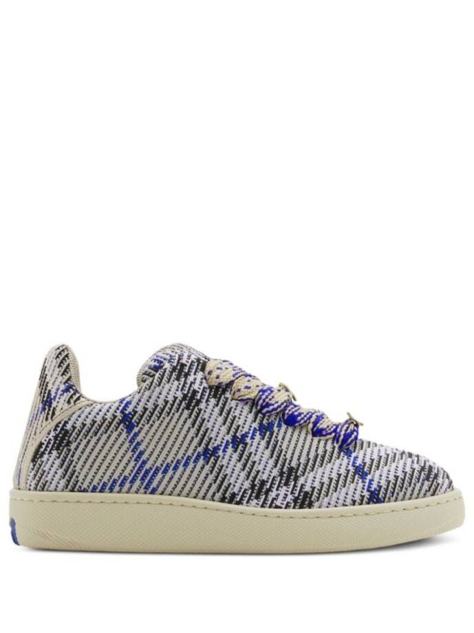 Burberry Checked Knitted Sneakers Men's 42.5 Lichen Ip Check Lace Up Closure