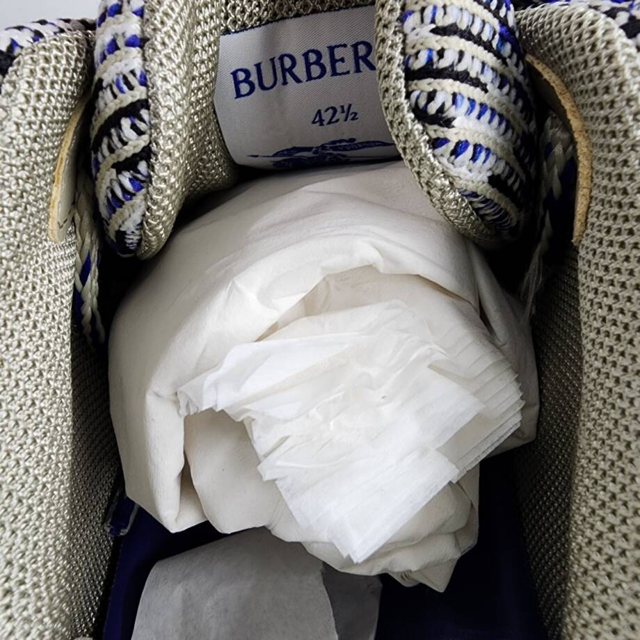 Burberry Checked Knitted Sneakers Men's 42.5 Lichen Ip Check Lace Up Closure