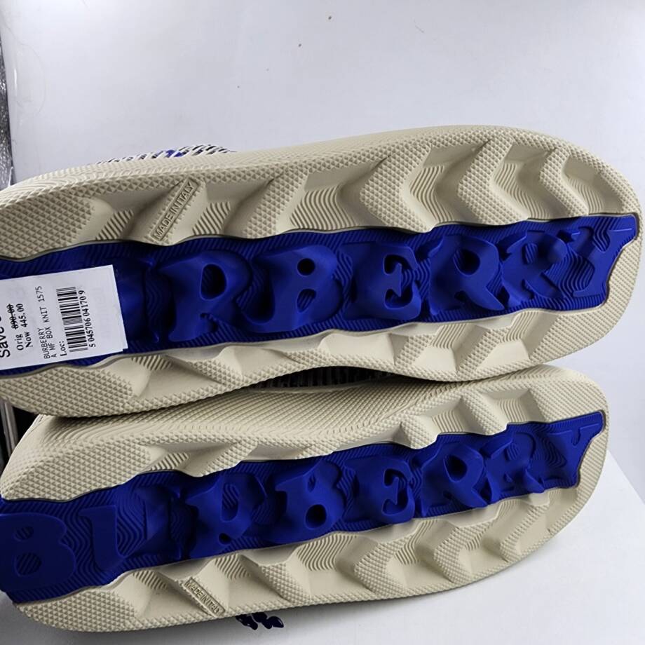 Burberry Checked Knitted Sneakers Men's 42.5 Lichen Ip Check Lace Up Closure