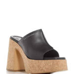Stella McCartney Skyla Alter Eco Platform Slide Sandals Women 37.5 Black Slip On