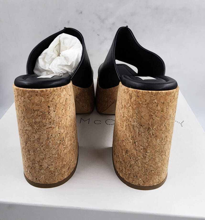 Stella McCartney Skyla Alter Eco Platform Slide Sandals Women 37.5 Black Slip On