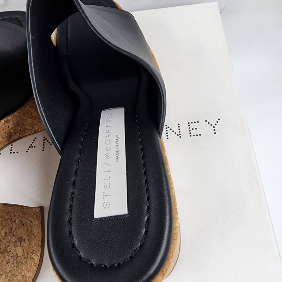 Stella McCartney Skyla Alter Eco Platform Slide Sandals Women 37.5 Black Slip On