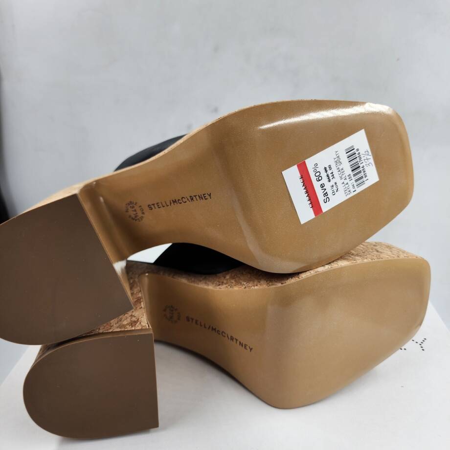 Stella McCartney Skyla Alter Eco Platform Slide Sandals Women 37.5 Black Slip On