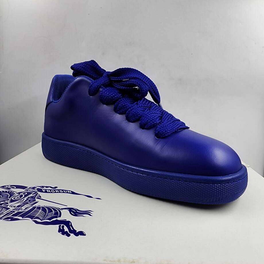 Burberry Leather Box Low-Top Sneakers Men's 44 Knight Lace Up Closure