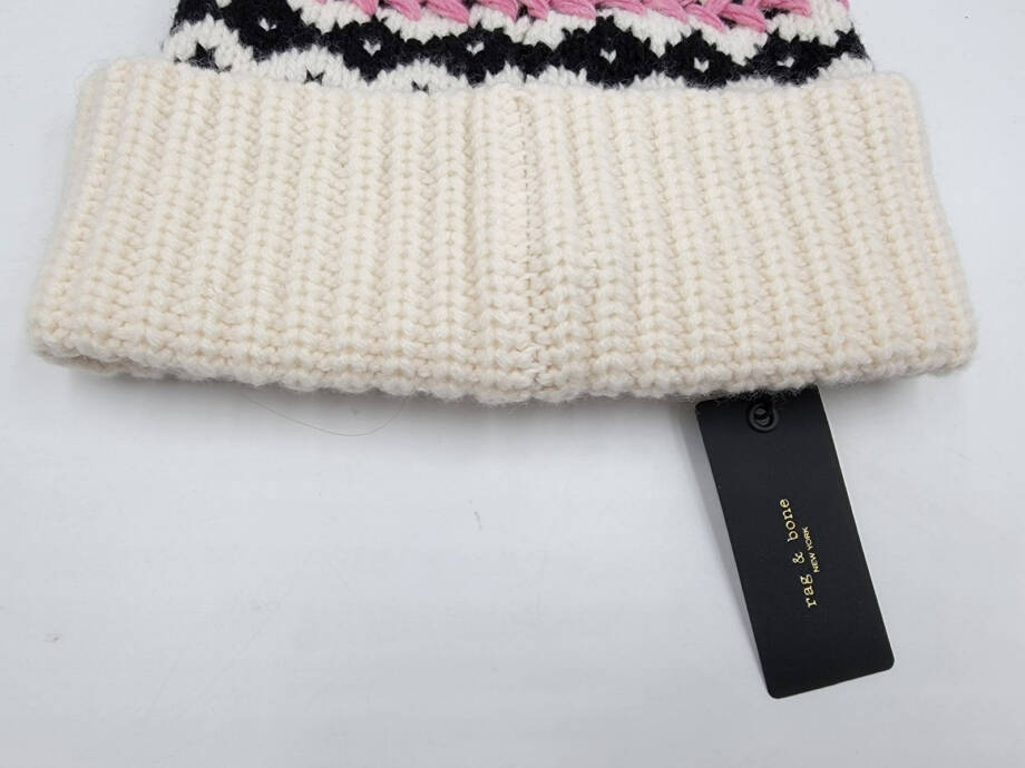rag & bone Leigh Fair Isle Knitted Beanie Women's Ivory Multi Wool Blend
