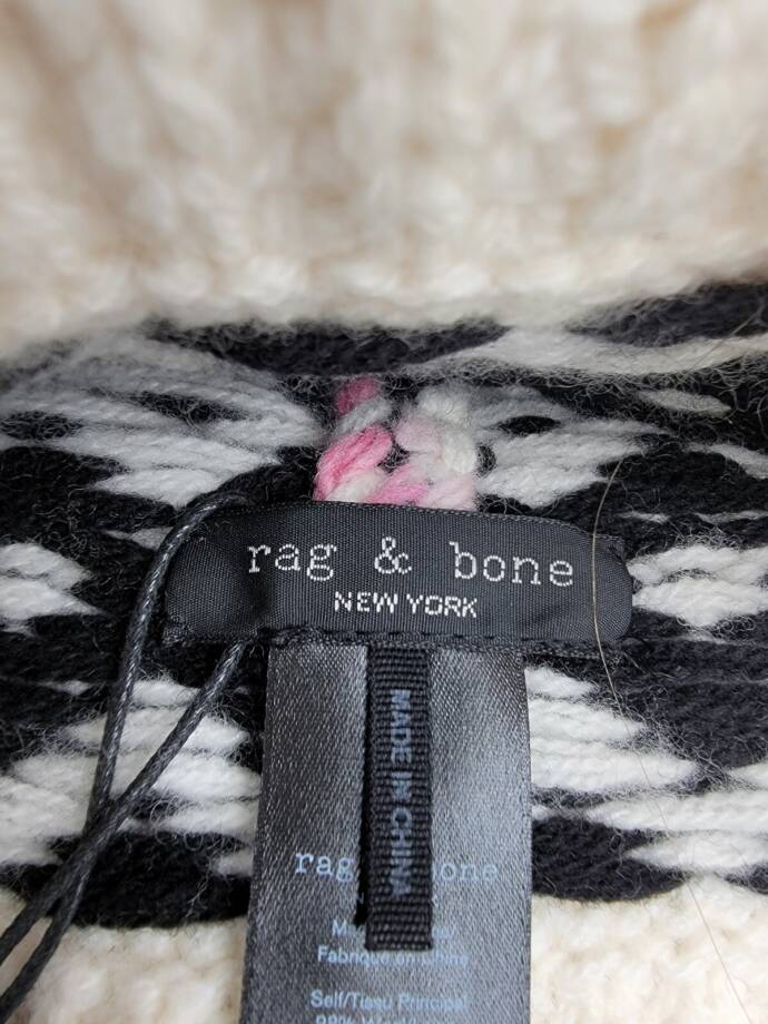 rag & bone Leigh Fair Isle Knitted Beanie Women's Ivory Multi Wool Blend