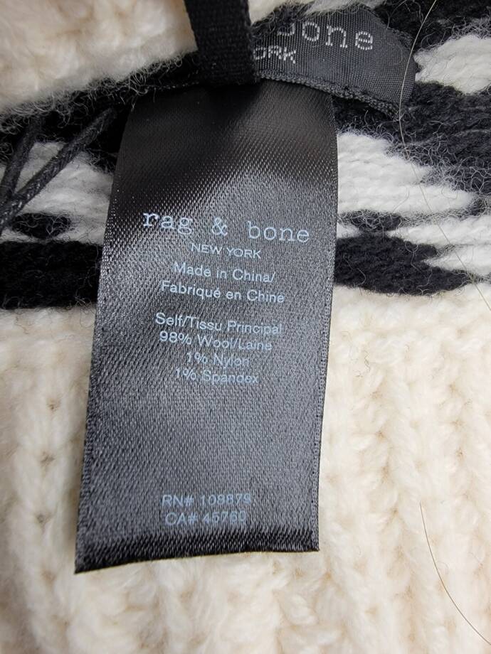rag & bone Leigh Fair Isle Knitted Beanie Women's Ivory Multi Wool Blend