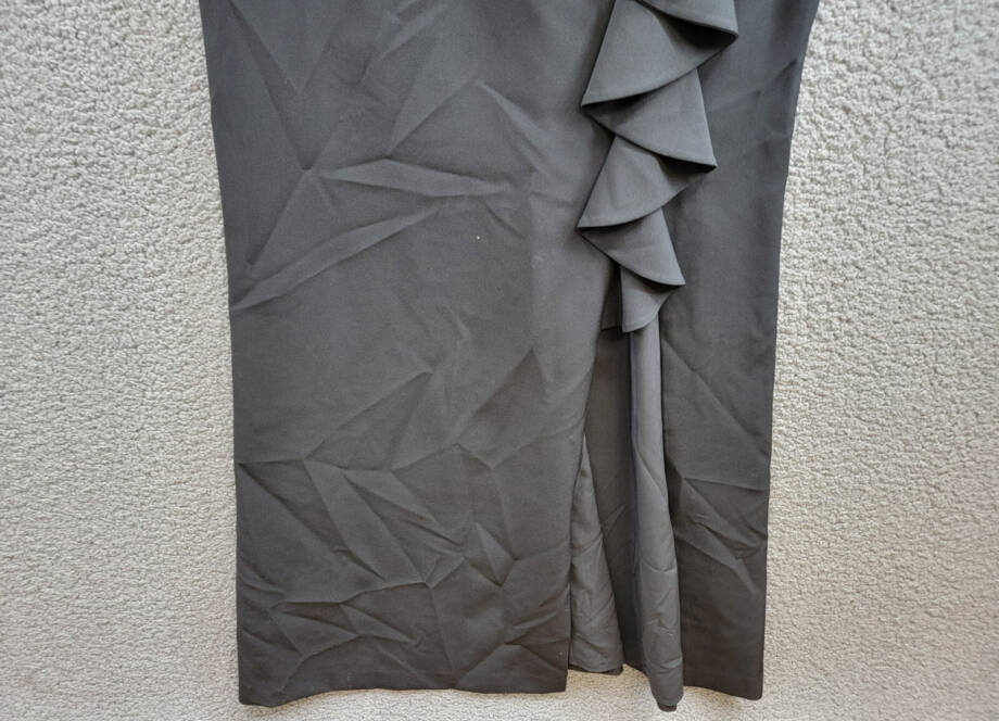 Eliza J Sleeveless Cascading-Ruffle Gown Women's 14 Black Boat Neck Back Zip
