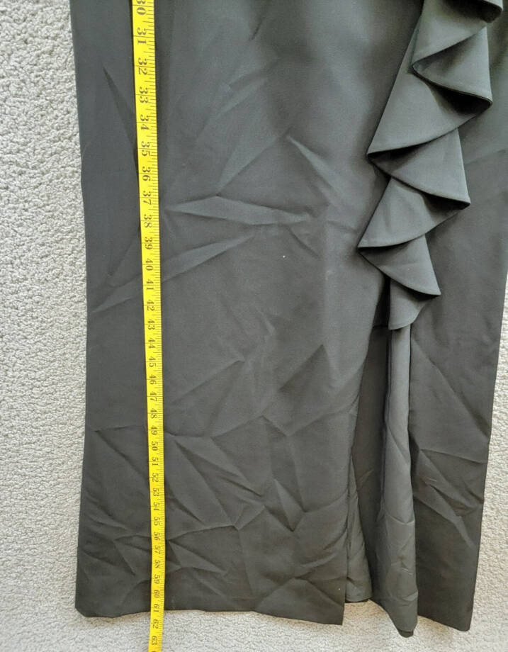 Eliza J Sleeveless Cascading-Ruffle Gown Women's 14 Black Boat Neck Back Zip