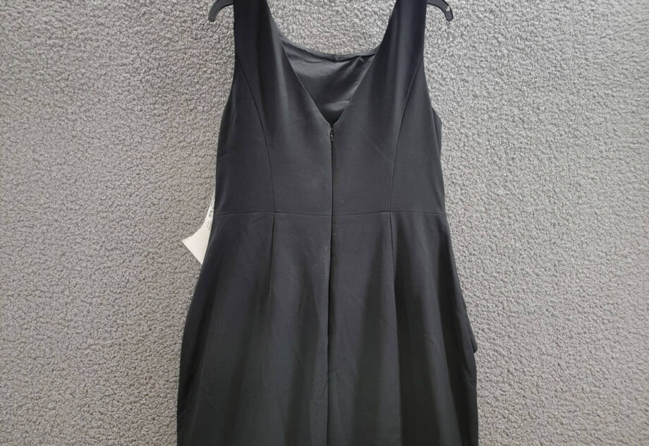 Eliza J Sleeveless Cascading-Ruffle Gown Women's 14 Black Boat Neck Back Zip