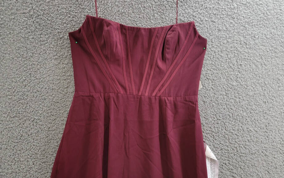 Dress the Population Cosette Corset Strapless Bodycon Dress Women's L Burgundy