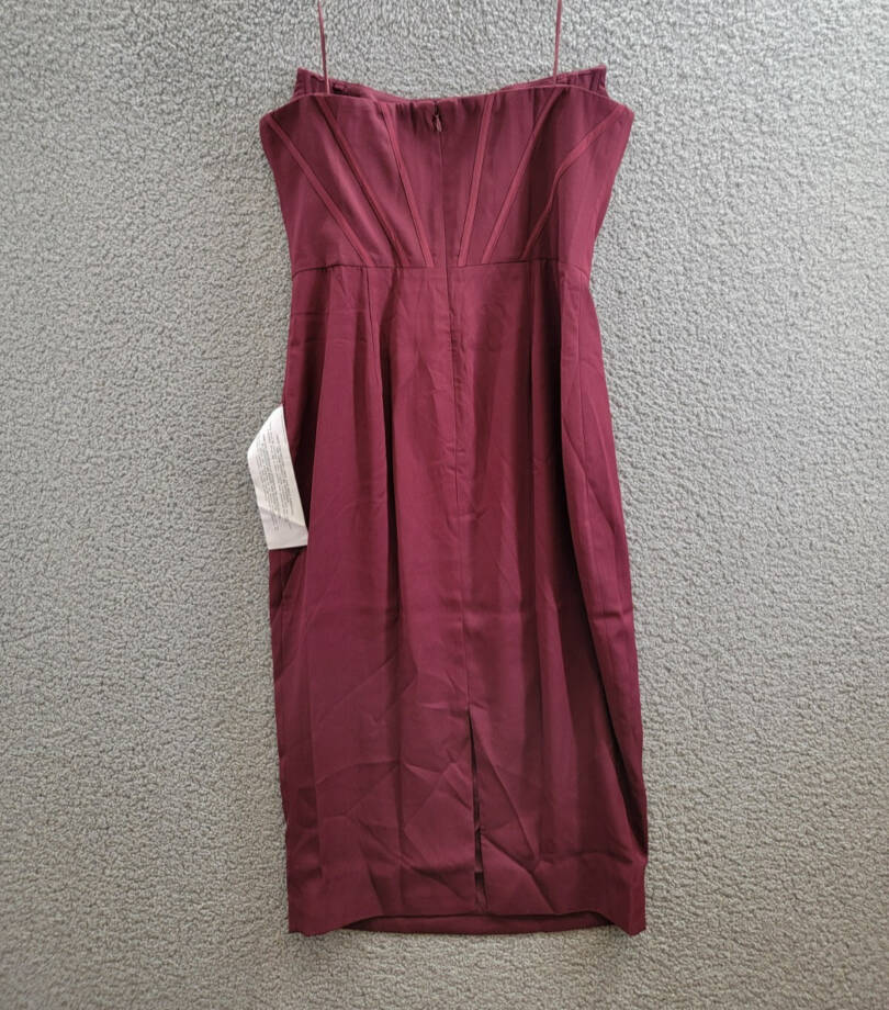 Dress the Population Cosette Corset Strapless Bodycon Dress Women's L Burgundy