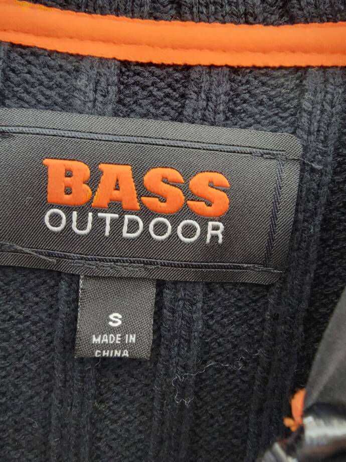 BASS OUTDOOR Mixed Media Zip-Front Hooded Sweater Jacket Men's S Black Beauty