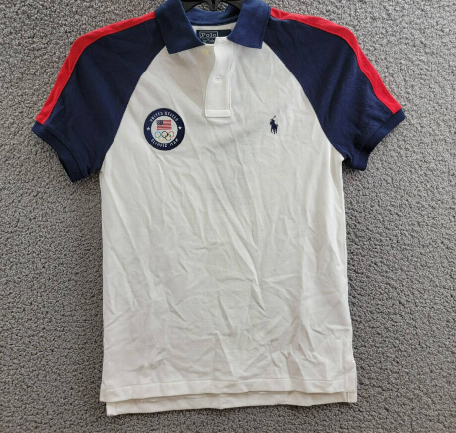 Polo by Ralph Lauren Team USA Custom Slim-Fit Mesh Polo Shirt Men's XS White S/S