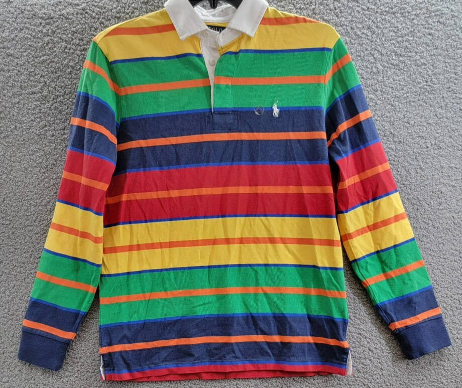 Polo Ralph Lauren The Iconic Rugby Shirt Men's M Multi Collared Long Sleeve