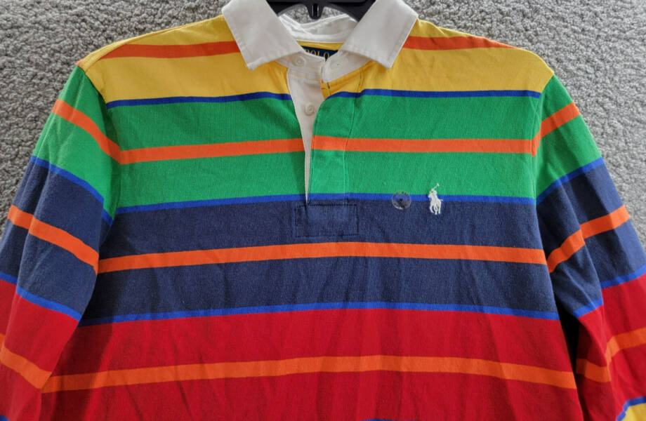 Polo Ralph Lauren The Iconic Rugby Shirt Men's M Multi Collared Long Sleeve