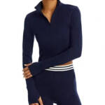 Splits59 Stevie Cropped Sweatshirt Women's S Indigo Half Zip Mock Neck Pullover