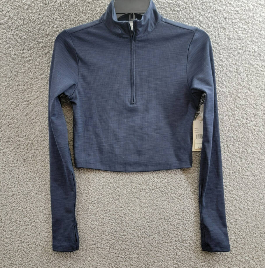 Splits59 Stevie Cropped Sweatshirt Women's S Indigo Half Zip Mock Neck Pullover