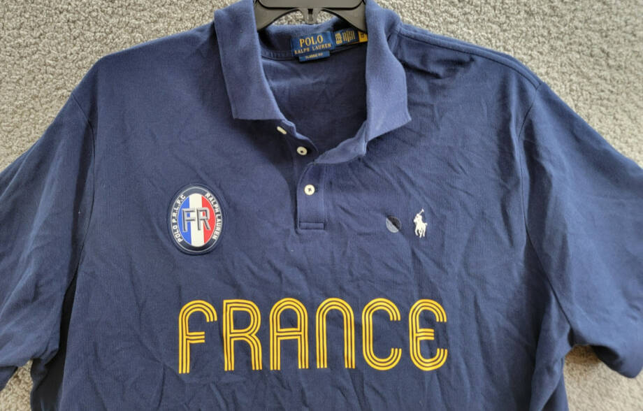 Polo Ralph Lauren Classic-Fit France Polo Shirt Men's XXL Navy Printed Pullover