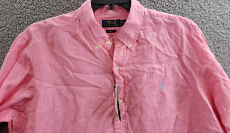 Polo Ralph Lauren Classic Fit Linen Button Down Shirt Men's XL Pink Long Sleeve