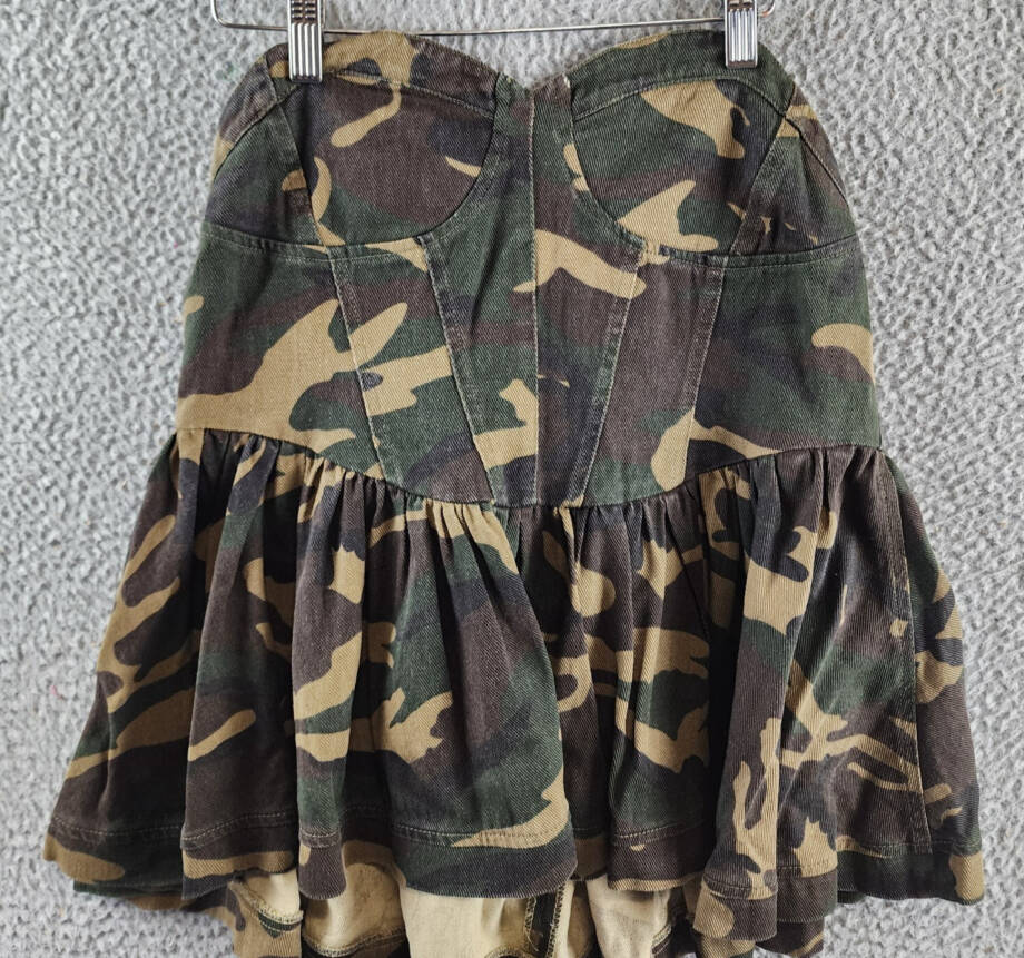 Madonna & Co. Camo Corset Strapless Top Women's L Green Multi Back Zip Closure