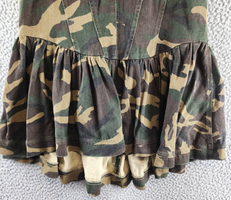 Madonna & Co. Camo Corset Strapless Top Women's L Green Multi Back Zip Closure