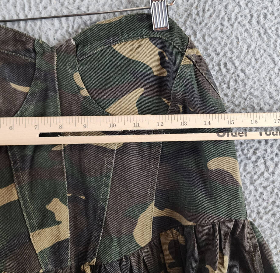 Madonna & Co. Camo Corset Strapless Top Women's L Green Multi Back Zip Closure